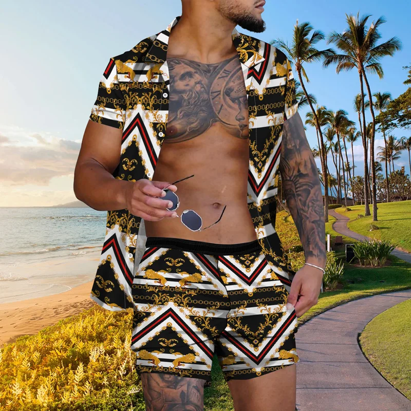 2022 Summer Men New Vintage Brand Print Fashion Casual Hawaiian Suit Holiday Style Shirt + Beach Shorts Two-piece Street Male
2022 Summer Men New Vintage Brand Print Fashion Casual Hawaiian Suit Holiday Style Shirt + Beach Shorts Two-piece Street Male