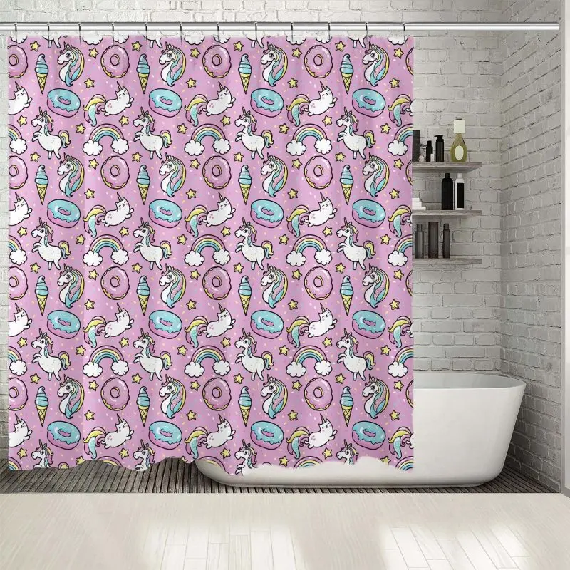 Shower Curtain Happy Unicorns Cats Donuts Stars Ice Creams Rainbows Confetti Cartoon Comic Style Art Pink Blue Yellow White
Shower Curtain Happy Unicorns Cats Donuts Stars Ice Creams Rainbows Confetti Cartoon Comic Style Art Pink Blue Yellow White
