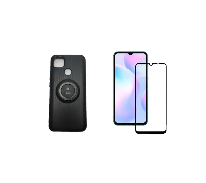 Выгодный комплект 2 в 1 для Xiaomi Redmi 9C силиконовый чехол черный-подставка-магнит +