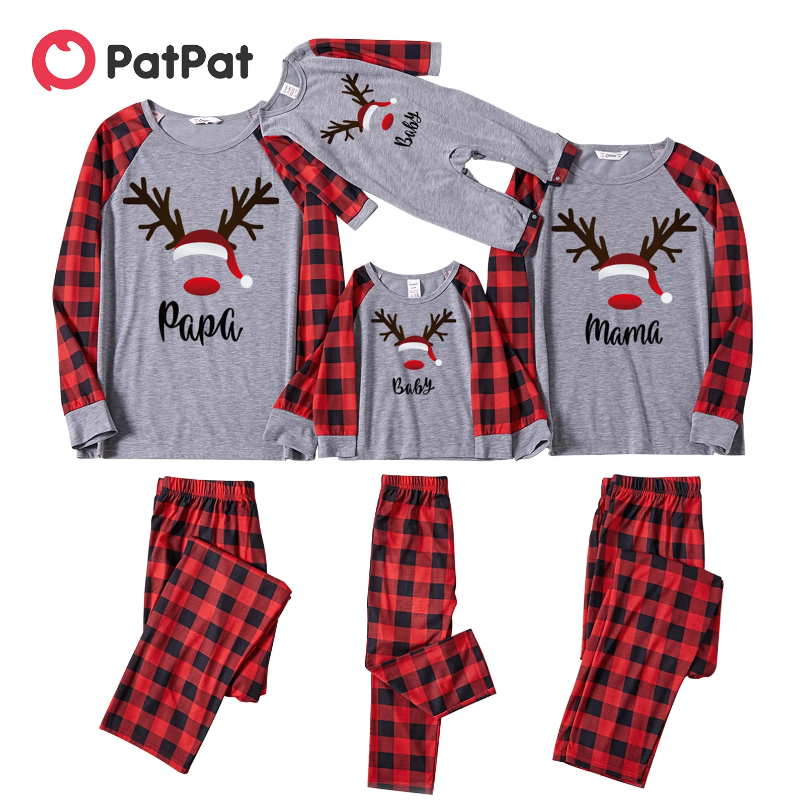 Пижамные комплекты PatPat в красную клетку с принтом рогов и букв, с длинным рукавом реглан, для семьи (огнестойкие)
Пижамные комплекты PatPat в красную клетку с принтом рогов и букв, с длинным рукавом реглан, для семьи (огнестойкие)