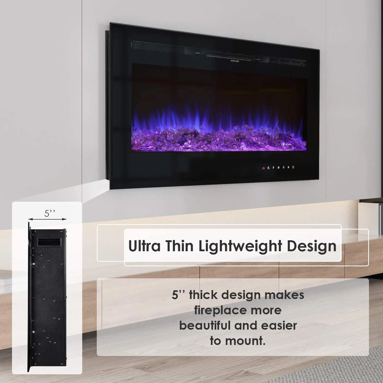 Amolife 50'' Recessed 1500W Electric Fireplace, Wall-Mounted Heater, W/Log Crystal, Remote Controller Touch Screen
Amolife 50'' Recessed 1500W Electric Fireplace, Wall-Mounted Heater, W/Log Crystal, Remote Controller Touch Screen