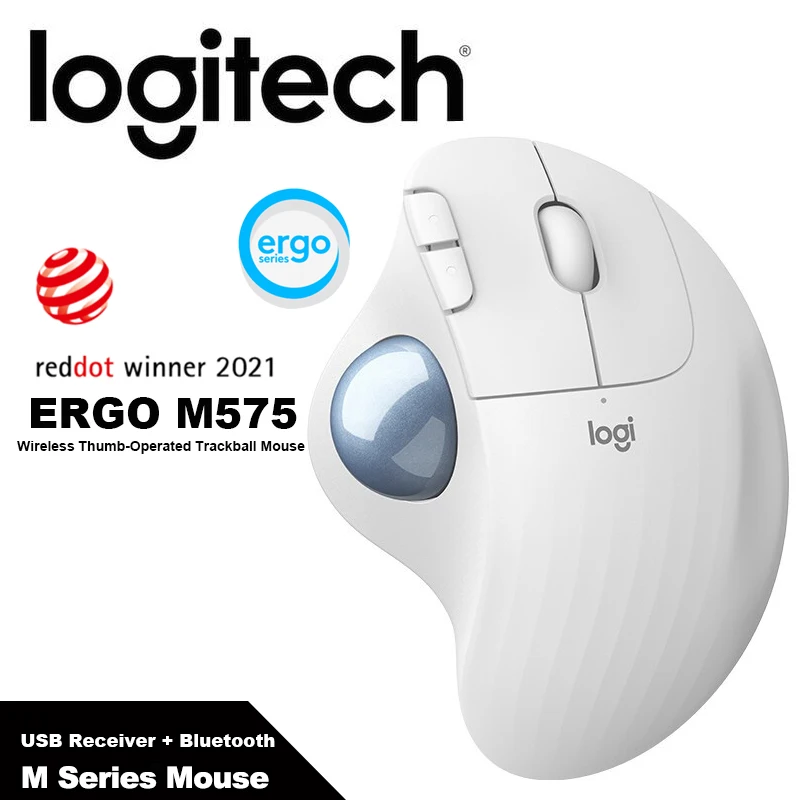 Logitech ERGO M575 Wireless Thumb-Operated Trackball Bluetooth Mouse with ERGO Setup Onboarding Unifying USB Receiver Mouse
Logitech ERGO M575 Wireless Thumb-Operated Trackball Bluetooth Mouse with ERGO Setup Onboarding Unifying USB Receiver Mouse