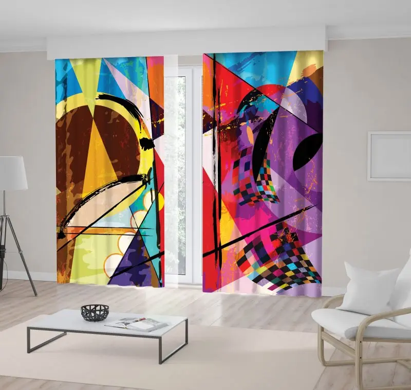 Curtain Abstract Artwork with Paint Strokes Splashes and Geometric Lines Red Purple Blue Brown Colorful Print
Curtain Abstract Artwork with Paint Strokes Splashes and Geometric Lines Red Purple Blue Brown Colorful Print