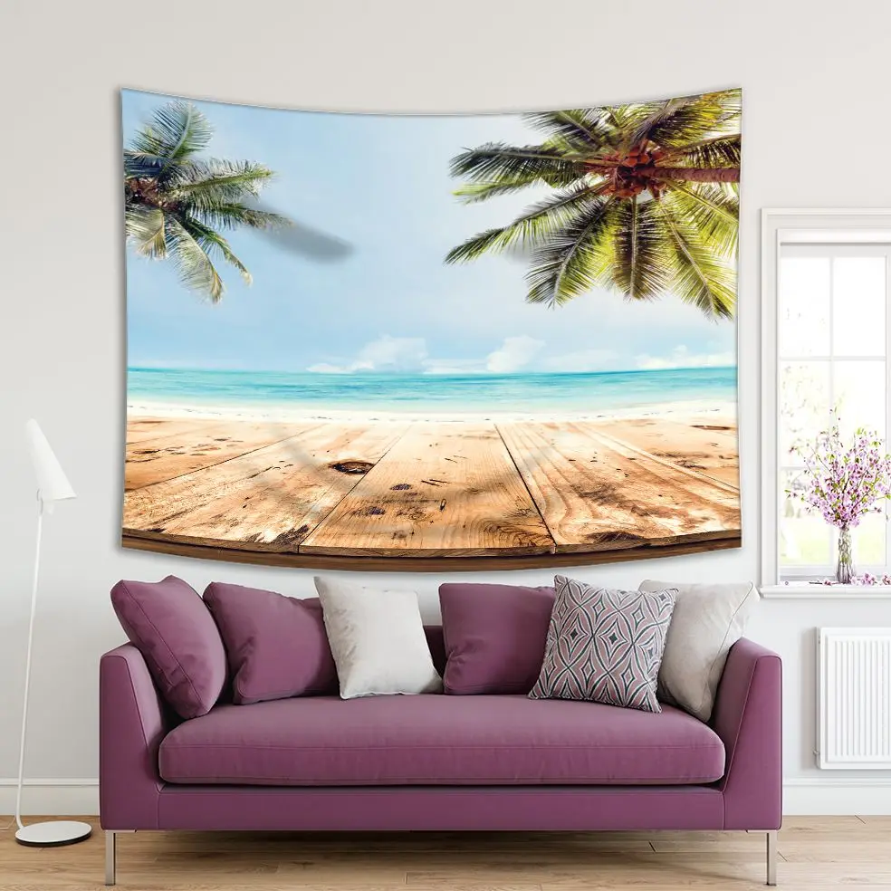 Tapestry Wood Table Sea and Coconut Tree Beach in Summer Honeymoon Resort Peaceful Scenery Printed Green Beige Blue
Tapestry Wood Table Sea and Coconut Tree Beach in Summer Honeymoon Resort Peaceful Scenery Printed Green Beige Blue