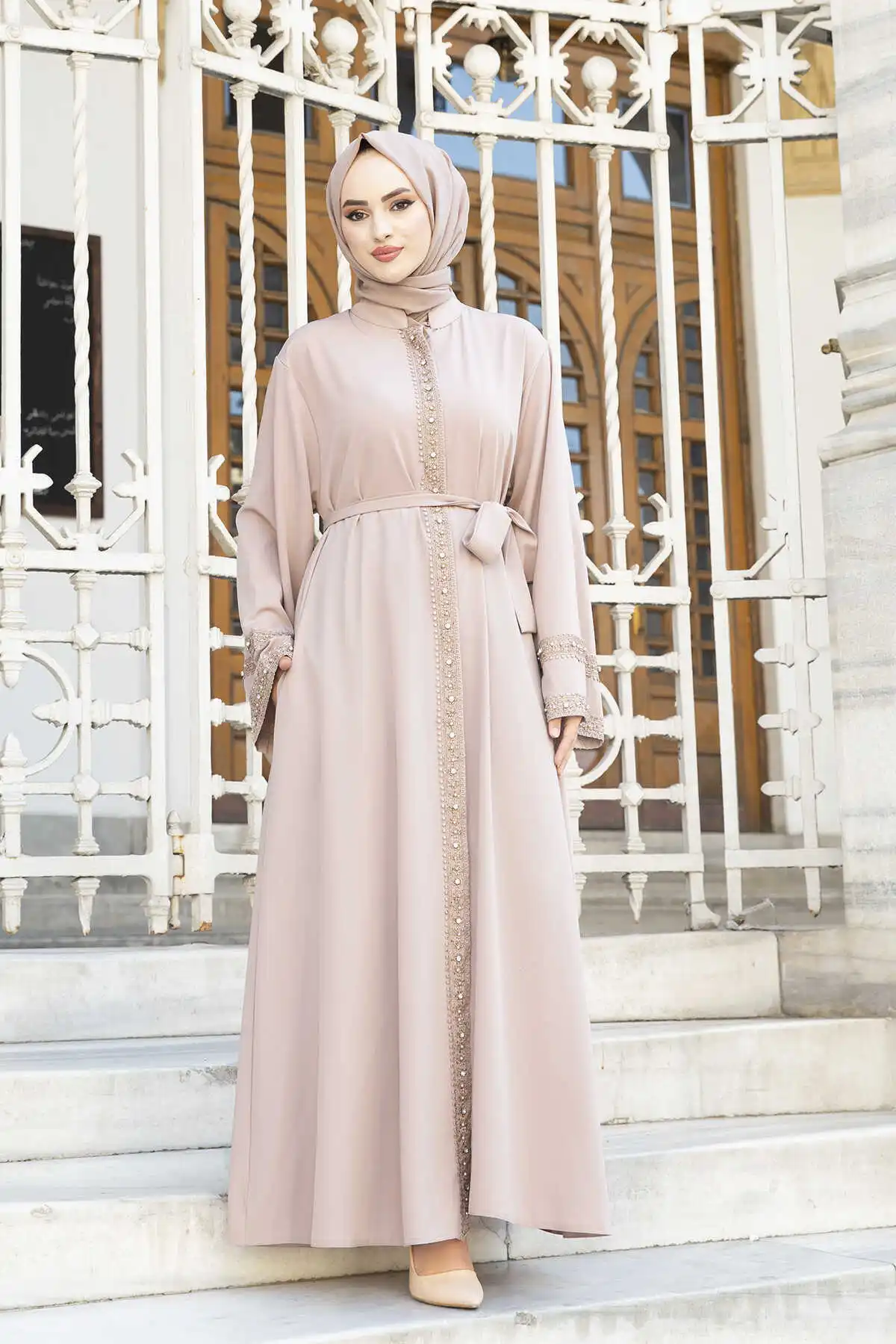 Длинное платье-макси из гипюра с камнями платье женское мусульманская одежда