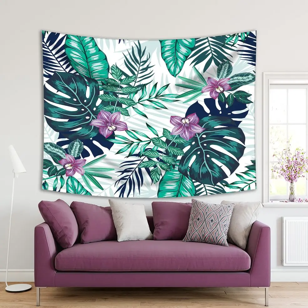Tapestry Tropical Leaves Pattern with Orchid Flowers Palm Leaves Philodendron Summer Jungle Art Green Purple
Tapestry Tropical Leaves Pattern with Orchid Flowers Palm Leaves Philodendron Summer Jungle Art Green Purple