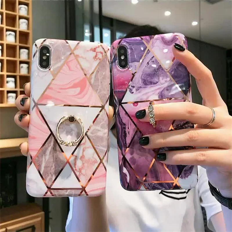 Plated Marble Ring Holder Phone Case For iPhone 11 12 Pro Max XR X XS Max 7 8 6S Plus Case Soft IMD Geometric Phone Cover Funda
Plated Marble Ring Holder Phone Case For iPhone 11 12 Pro Max XR X XS Max 7 8 6S Plus Case Soft IMD Geometric Phone Cover Funda