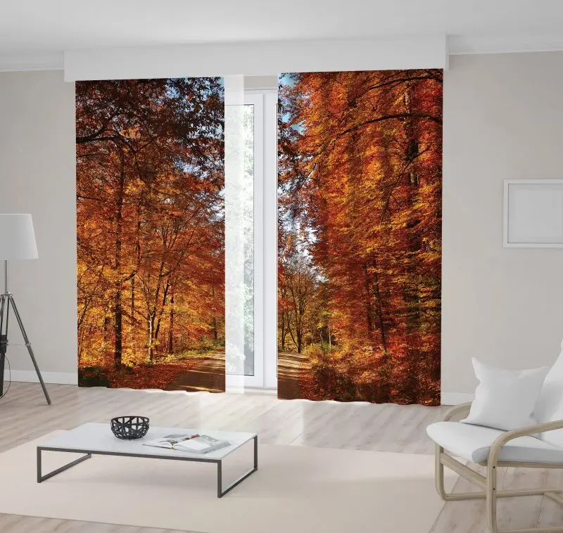 Curtain Road in Forest Trees Leaves Sunny Autumn Day Wild Nature Landscape Orange Brown Scenery Printed
Curtain Road in Forest Trees Leaves Sunny Autumn Day Wild Nature Landscape Orange Brown Scenery Printed