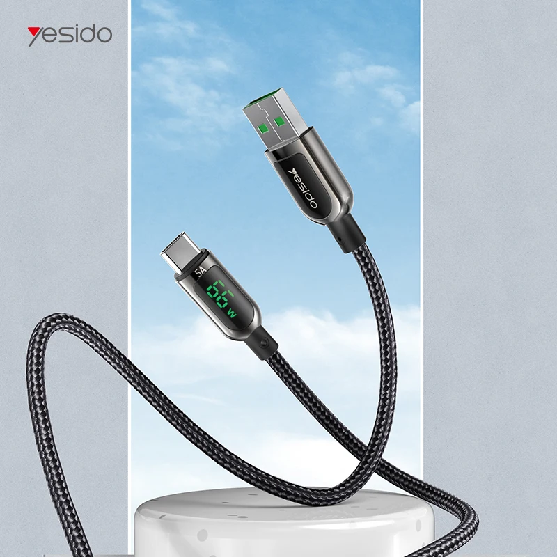 

Кабель Yesido USB C с цифровым дисплеем для iPhone 13 12 Pro Max, кабель для быстрой зарядки для Huawei, Xiaomi, провод для передачи данных, зарядный кабель для те...