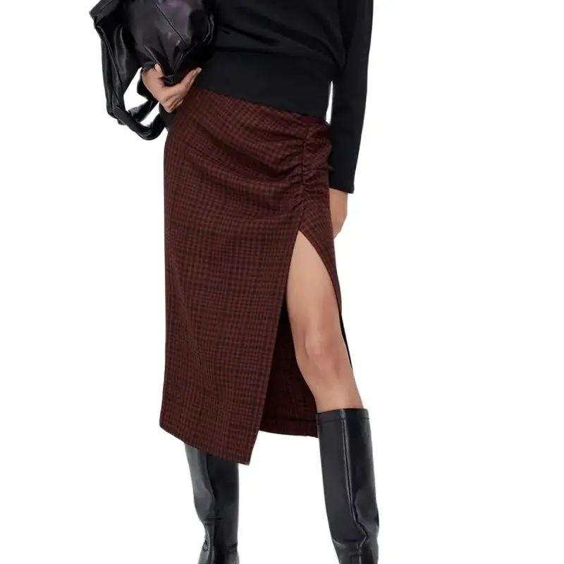 Women's skirt 2021 high-waist skirt Harajuku skirt office formal dress ladies skirt side slit red plaid
Women's skirt 2021 high-waist skirt Harajuku skirt office formal dress ladies skirt side slit red plaid
