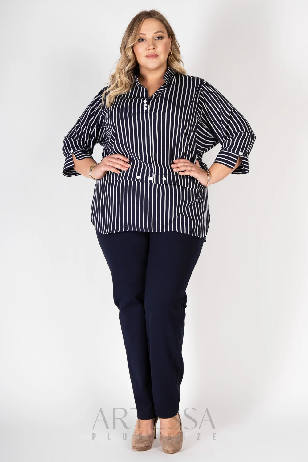 Стильная женская блузка ARTESSA Plus size рукав три четверти из штапеля | Женская одежда