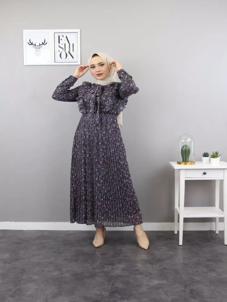 Floral Pattern Ruffle Dress Long Sleeve Maxi Length Sleeve Elastic Pleated Chiffon Summer Muslim Fashion Hijab Kaftan Abaya
Floral Pattern Ruffle Dress Long Sleeve Maxi Length Sleeve Elastic Pleated Chiffon Summer Muslim Fashion Hijab Kaftan Abaya