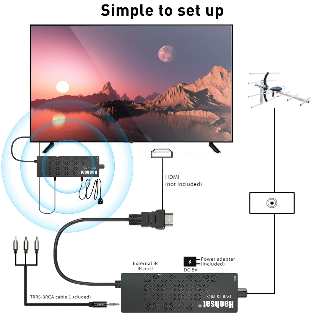 

Haohsat DVB T2PRO итальянский Россия HEVC 10-битный 4K цифровой наземный декодер поддерживает настройку H.265 Wi-Fi T2 HD цифровая ТВ приставка