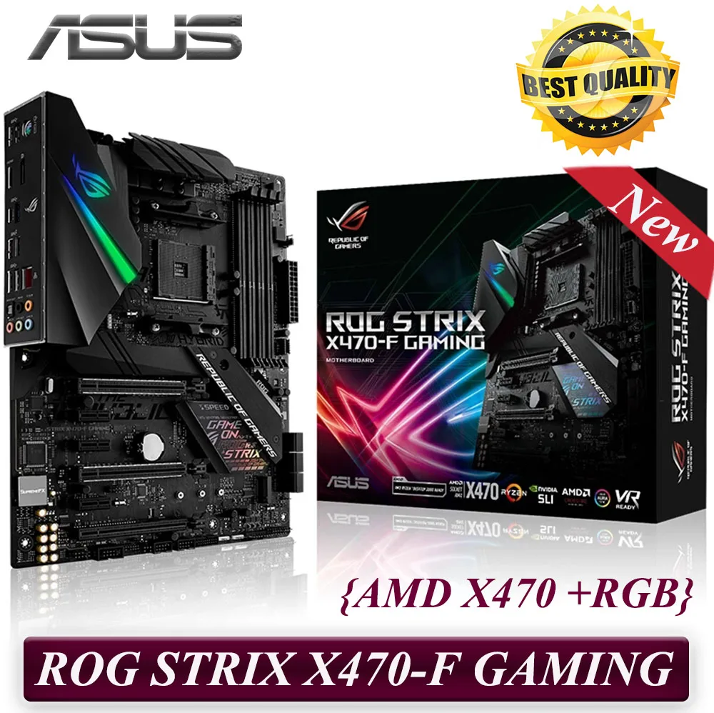 

AM4 ASUS ROG STRIX X470-F GAMING Motherboard DDR4 64GB 3600OC PCI-E 3.0 M.2x3 SATA III USB3.1 AMD X470 ATX Desktop Placa-mãe New
