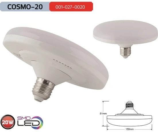 

5 PCS of Horoz Cosmo-20 20 Watt Ufo SMD Led Light Bulb E-27 6400K Light 20W E27 Screw Lamp, Whosale