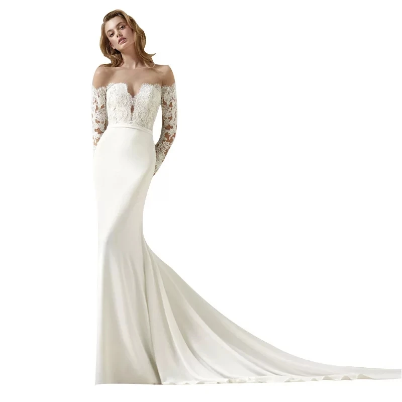 Beach Mermaid Swap Train Bridal Gown Chiffon Lace Appliques Elegant Wedding Dress 2020 Long Sleeve Bridal Dress
Beach Mermaid Swap Train Bridal Gown Chiffon Lace Appliques Elegant Wedding Dress 2020 Long Sleeve Bridal Dress