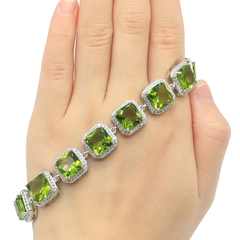 13x13mm Highly Recommend Created Green Peridot Zircon Bracelet for Women Design Drop Shipping Silver Jewelry 8.0-9.0inch
13x13mm Highly Recommend Created Green Peridot Zircon Bracelet for Women Design Drop Shipping Silver Jewelry 8.0-9.0inch