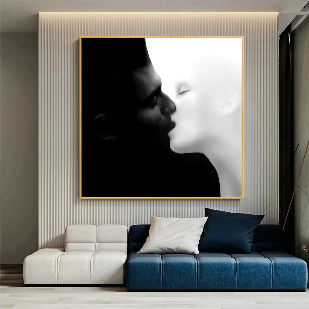 Abstract Black and White Lovers Kiss Canvas Painting Nordic Minimalism Poster and Print Picture for Living Room Wall Home Decor
Abstract Black and White Lovers Kiss Canvas Painting Nordic Minimalism Poster and Print Picture for Living Room Wall Home Decor
