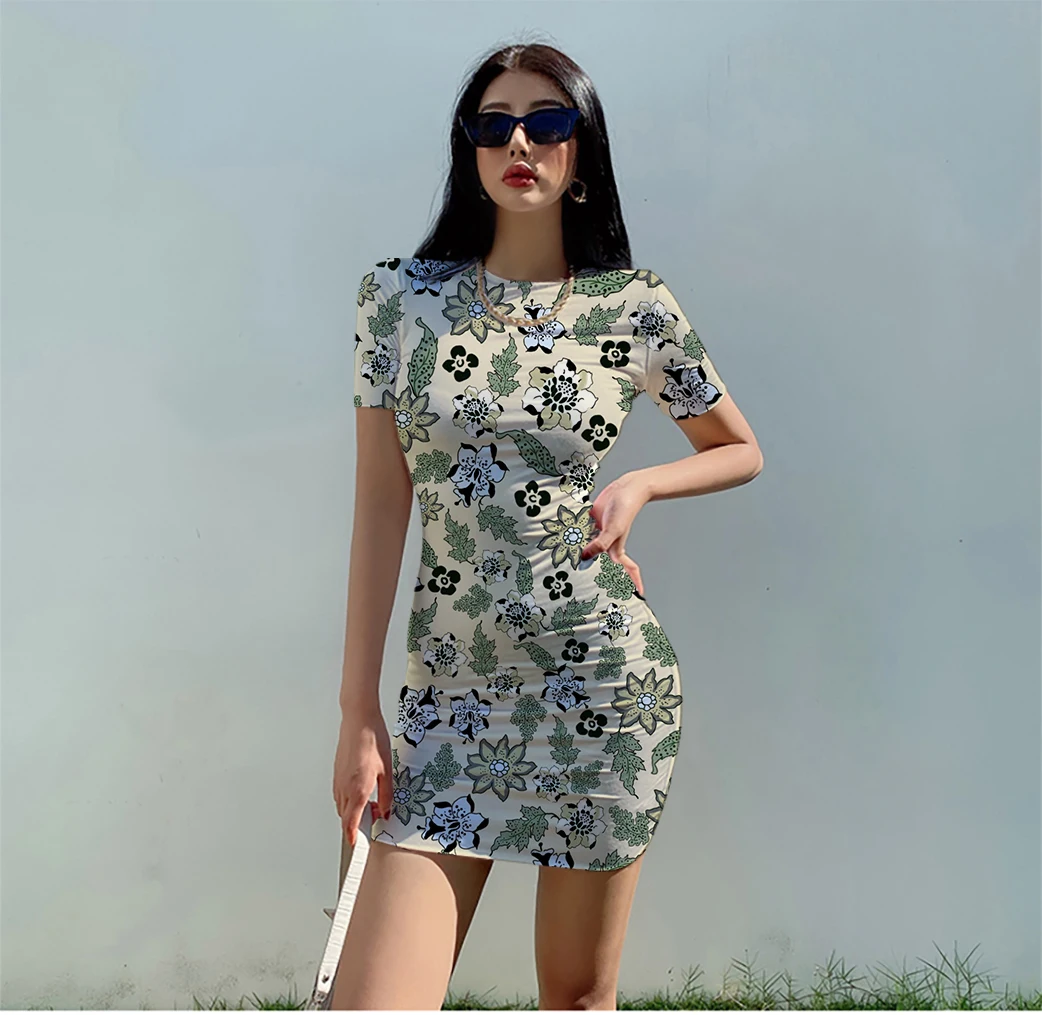 Summer ladies 3D printed polyester fiber large size short-sleeved messy flower leaf dress soft and comfortable close-fitting
Summer ladies 3D printed polyester fiber large size short-sleeved messy flower leaf dress soft and comfortable close-fitting