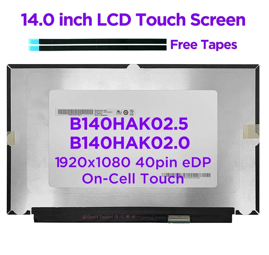 

14.0 Laptop LCD Touch Screen B140HAK02.5 fit B140HAK02.0 for Acer Swift SF514-52 75% NTSC LED IPS Panel Matrix Display 40pin eDP