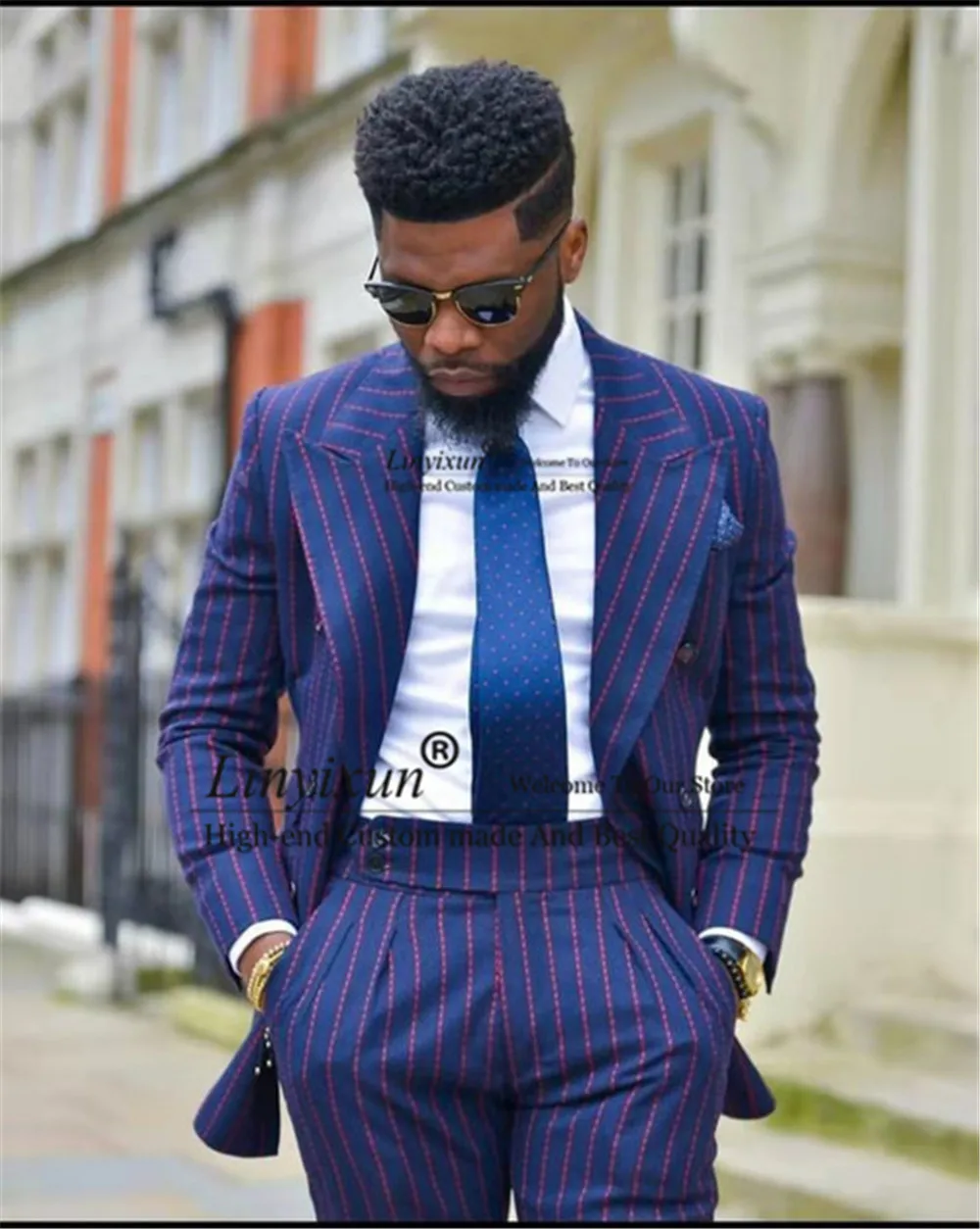 Blue Stripe Men Suits Slim Fit Wide Peak Lapel Wedding Groom Wear Tuxedos Business Terno Masculino 2 Pieces Blazer (Jacket+Pant)
Blue Stripe Men Suits Slim Fit Wide Peak Lapel Wedding Groom Wear Tuxedos Business Terno Masculino 2 Pieces Blazer (Jacket+Pant)