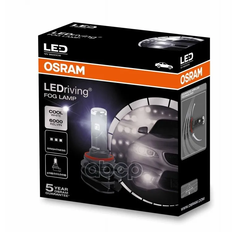 12v 13w Pgj19-X Ledriving Светодиодные Противотуманные Лампы H8/11/16 6000к 2шт.(1к-Т) Osram арт. 66220CW |