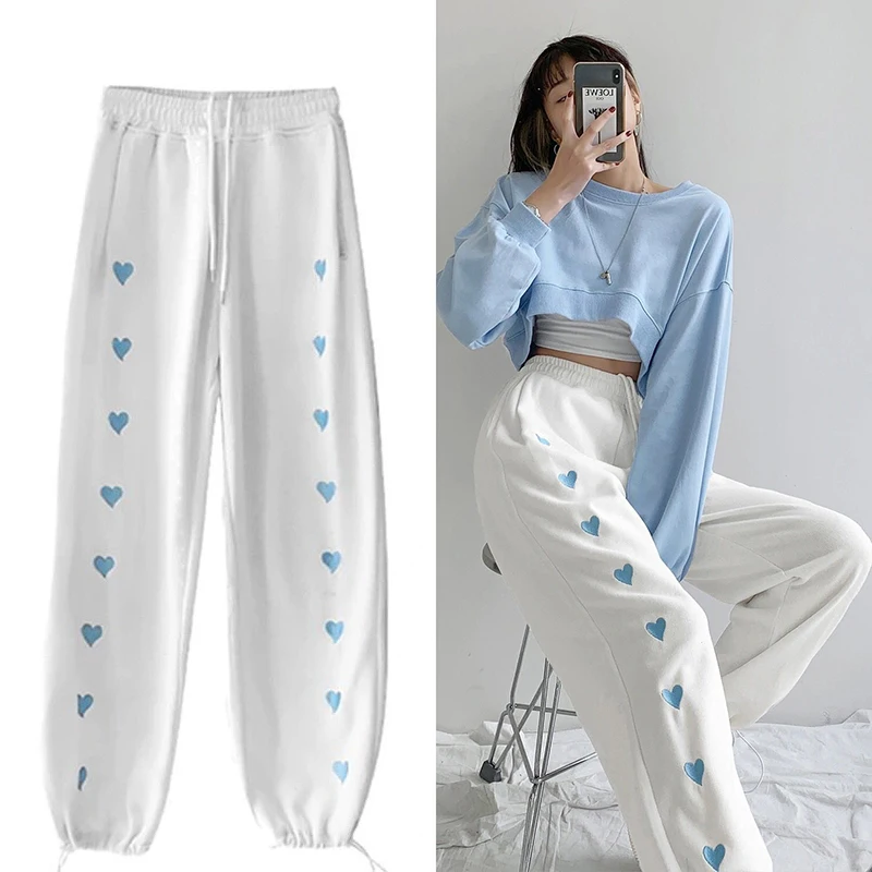 Women Casual Heart Drawstring Embroidered Sweatpants Women for Autumn High Waist Soft Sports Trouser Solid Jogger Loose Pants
Women Casual Heart Drawstring Embroidered Sweatpants Women for Autumn High Waist Soft Sports Trouser Solid Jogger Loose Pants