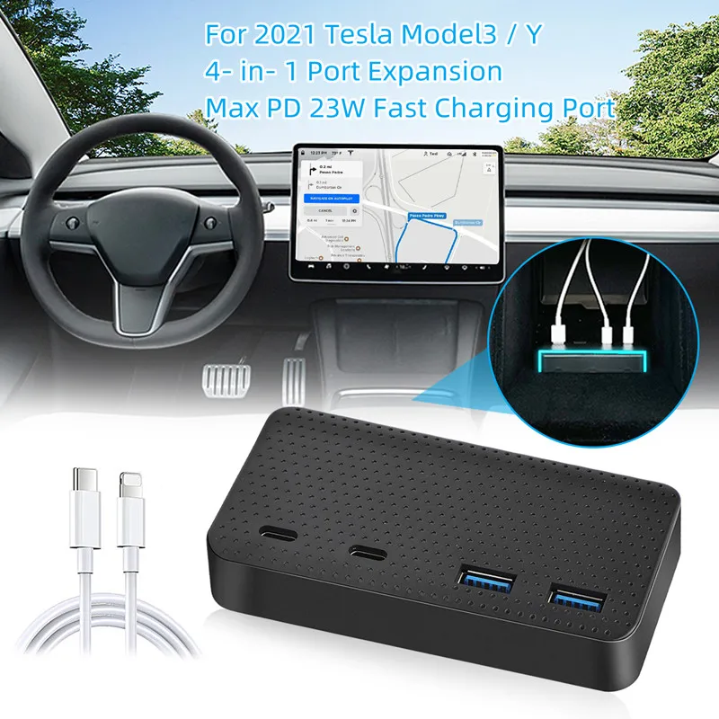 For 2021 Tesla Model3 / Y Hub 4-in-1 23W USB Splitter Hub Docking Station Speed Max Hub Extender Charger For Tesla Model 3
For 2021 Tesla Model3 / Y Hub 4-in-1 23W USB Splitter Hub Docking Station Speed Max Hub Extender Charger For Tesla Model 3