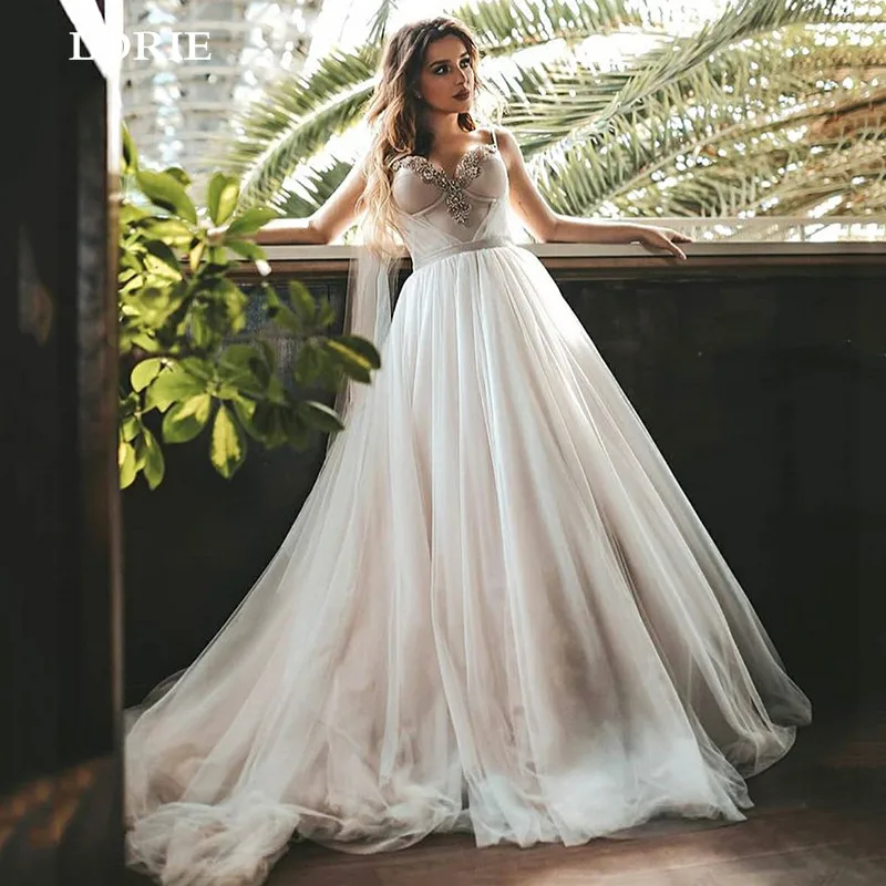 

LORIE Princess Wedding Dresses Sweetheart Neck Bead Crystal Sexy Spaghetti Straps Boho Bride dresses Vestidos de novia 2022