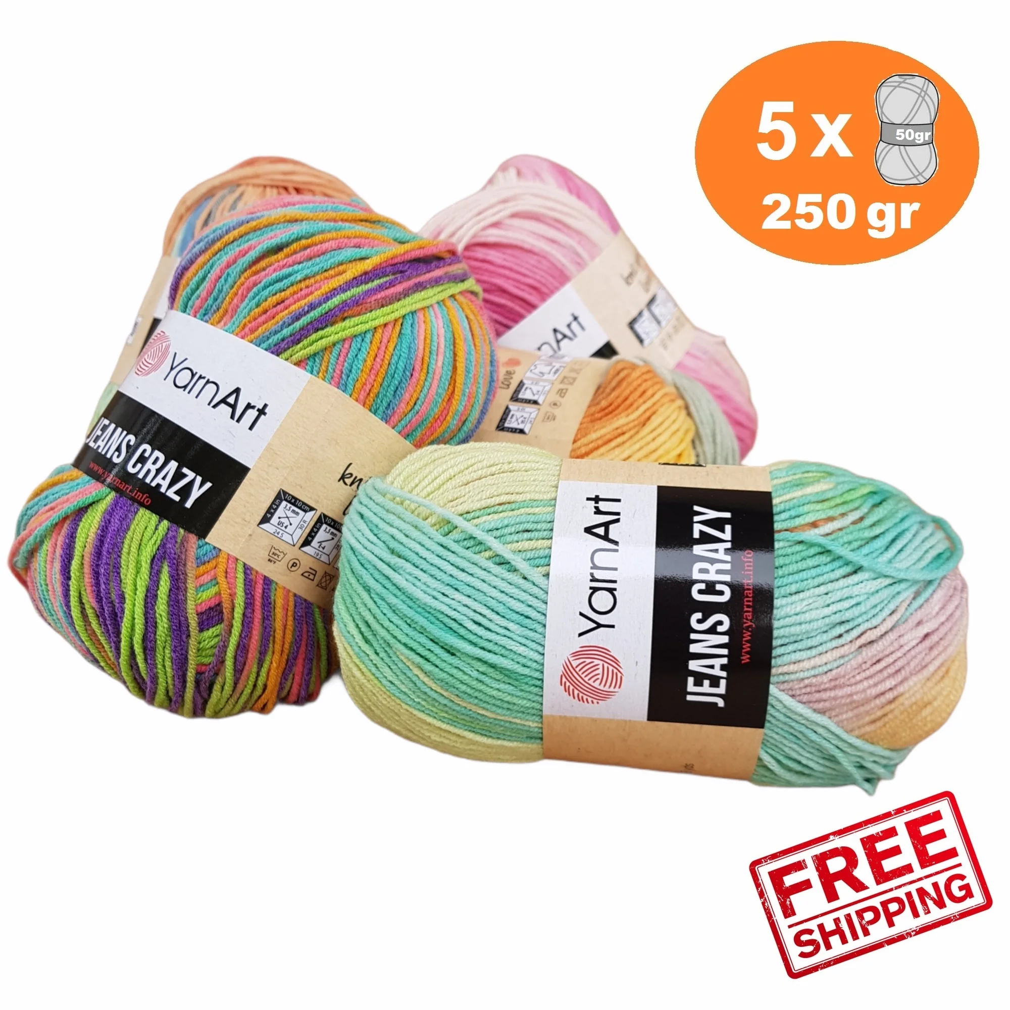Yarnart Jeans Crazy Yarn 5x50gr-160mt Hand Crochet Knitting Thread %55 Cotton-%45 PolyAcr Blends Amigurumi Variegated Batik Soft
Yarnart Jeans Crazy Yarn 5x50gr-160mt Hand Crochet Knitting Thread %55 Cotton-%45 PolyAcr Blends Amigurumi Variegated Batik Soft