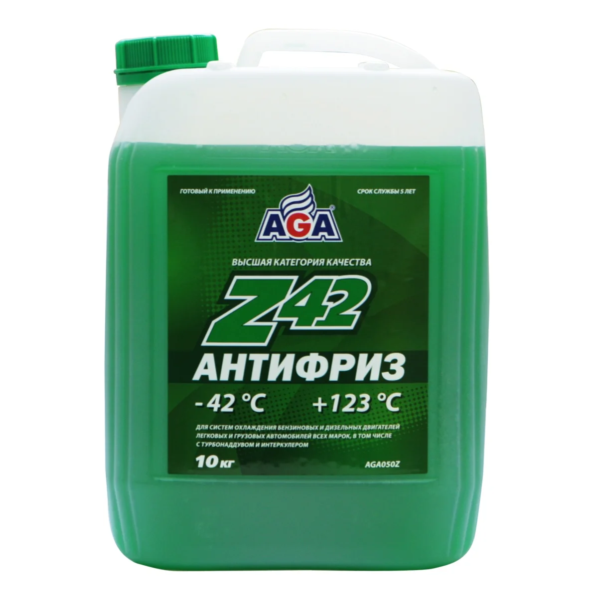 Антифриз готовый к применению зеленый -42С 10 кг G-12++ AGA ANTIFREEZE AGA-Z42 PREMIX | Автомобили и