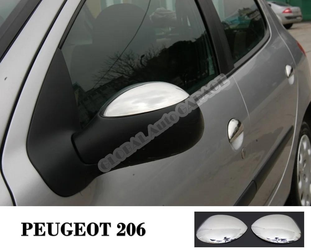 

For PEUGEOT 206 CHROME Mirror Cover 1998-2012 Stainless Steel 2 Pieces Wing Car Styling Auto Accessory Universal Spoiler