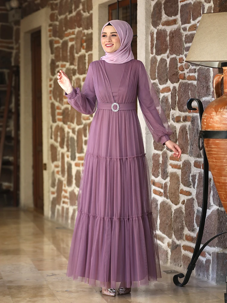 Women Tulle Covering Elegant Abaya Islamic Muslim Hijab Clothing New Season Luxury Dress Long High Quality Turkish Made Belt
Women Tulle Covering Elegant Abaya Islamic Muslim Hijab Clothing New Season Luxury Dress Long High Quality Turkish Made Belt