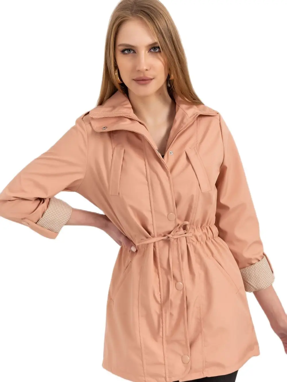 WITH MANY COLOR OPTIONS -WITH EYE-WAIST - DOUBLE POCKET -LINED INTERIOR -FOLDABLE SLEEVE - SHORT TRENCH COAT WITH SPRING DETAILE
WITH MANY COLOR OPTIONS -WITH EYE-WAIST - DOUBLE POCKET -LINED INTERIOR -FOLDABLE SLEEVE - SHORT TRENCH COAT WITH SPRING DETAILE
