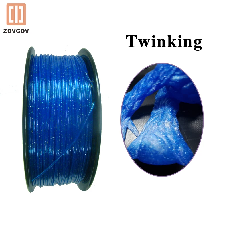 

Twinkling Filament ZOVGOV 3D Printer 1.75mm Color Blue 1KG(2.2lbs) Composite PLA Material Sparkle