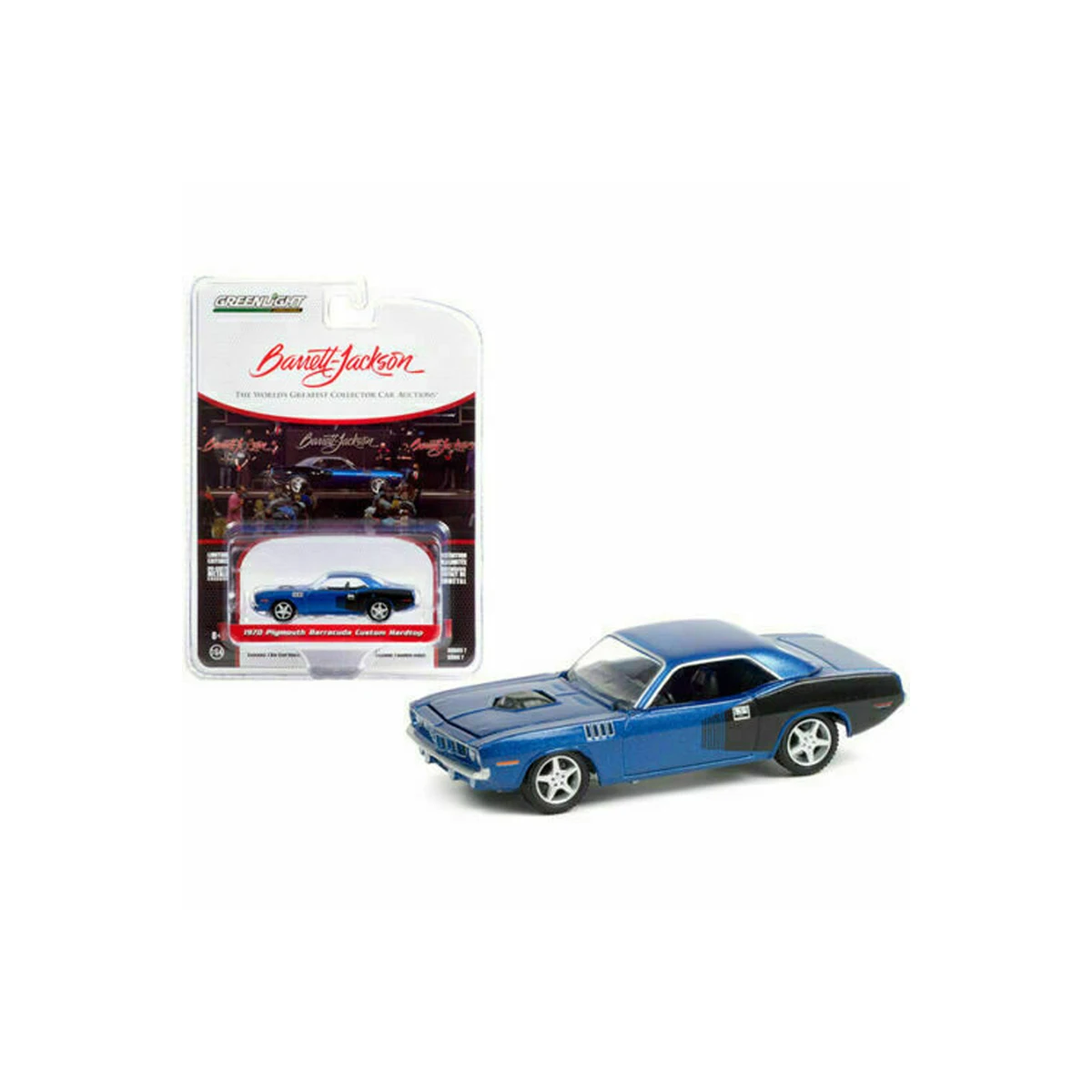 Greenlight 1:64 1970 Plymouth Barracud Barrett-Jackson 'Scottsdale Edition' Series 7 Custom Hardtop in Blue with Mod Metal Case
Greenlight 1:64 1970 Plymouth Barracud Barrett-Jackson 'Scottsdale Edition' Series 7 Custom Hardtop in Blue with Mod Metal Case