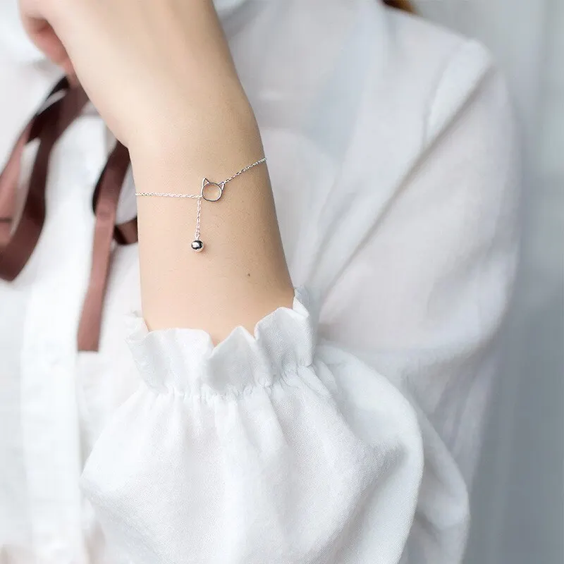 A00251 Jazaz 100% 925 Sterling Silver Minimalist Cute Cat Bell Chain Charm Bracelets for Women Girls Fine Animal Jewelry
A00251 Jazaz 100% 925 Sterling Silver Minimalist Cute Cat Bell Chain Charm Bracelets for Women Girls Fine Animal Jewelry
