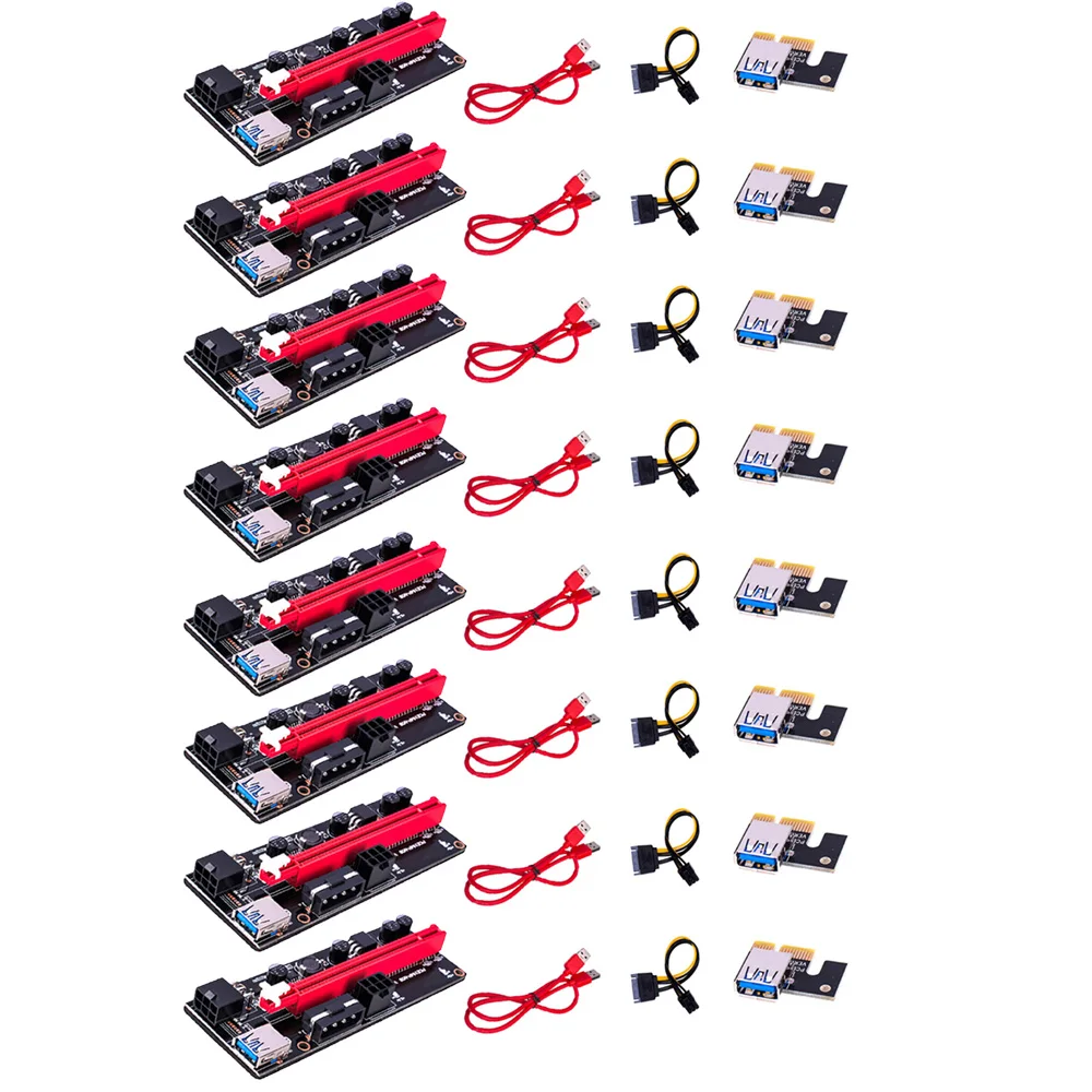 8Pcs VER009S PCI-E Riser Card Dual 6Pin Adapter Card PCIe 1X to 16X Extender Card USB 3.0 Data Cable for BTC Mining Miner
8Pcs VER009S PCI-E Riser Card Dual 6Pin Adapter Card PCIe 1X to 16X Extender Card USB 3.0 Data Cable for BTC Mining Miner