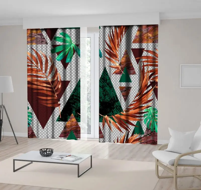 Curtain Exotic Leaves on Triangle Geometric Patterns Polka Dots on Grunge Effect Vintage Style Art Brown Green Gray
Curtain Exotic Leaves on Triangle Geometric Patterns Polka Dots on Grunge Effect Vintage Style Art Brown Green Gray