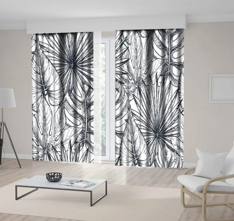 Curtain Tropical Palm Leaves Jungle Plants Floral Sketch Nature Decorative Illustration Black White
Curtain Tropical Palm Leaves Jungle Plants Floral Sketch Nature Decorative Illustration Black White