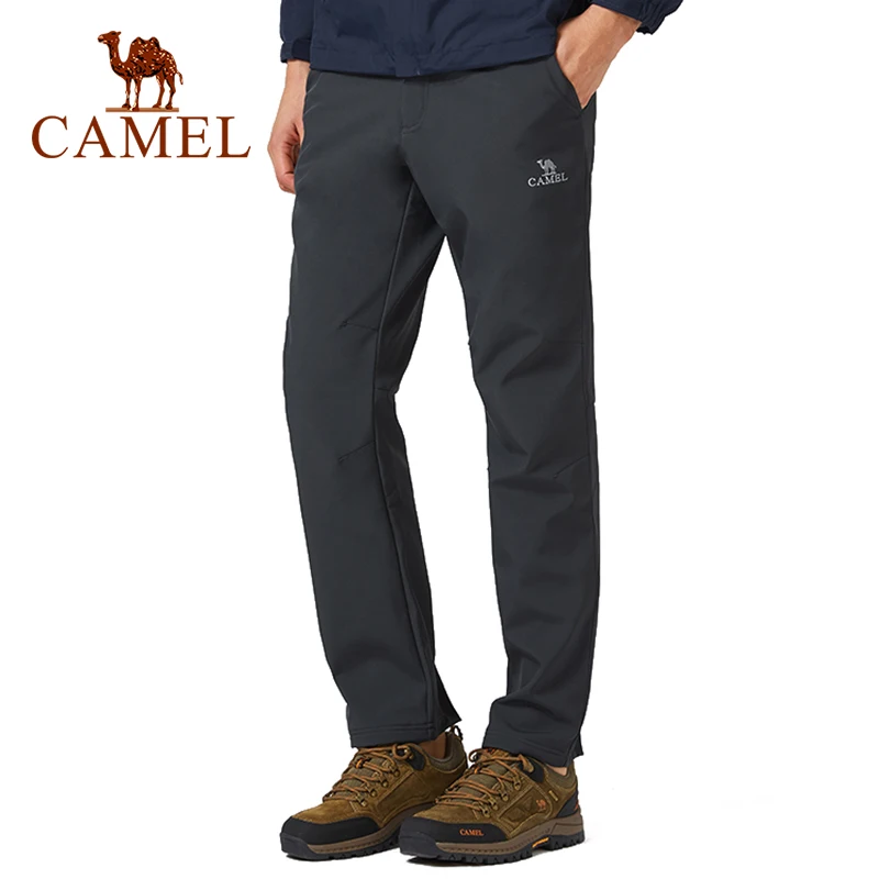 

CAMEL Winter Women Men Outdoor Hiking Pants Waterproof Windproof Warm Fleece Inner Softshell Trousers Tactical Trekking Pants