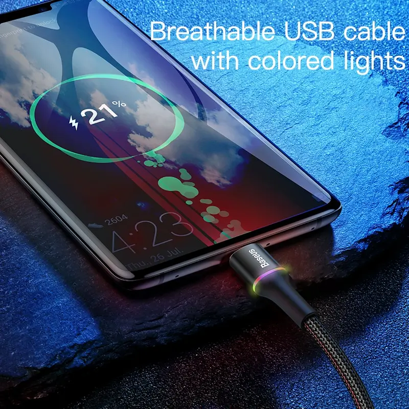 Кабель USB Baseus по типу C для Samsung S20 S10 Plus Xiaomi провод быстрой зарядки USB-C зарядное
