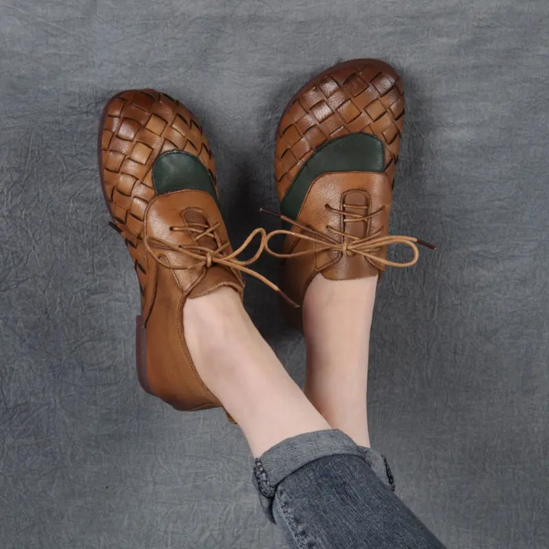 2022 Woven Lace Up Ballet Flats Women's Spring Loafers 2022 Oxfords Shoes Brown Moccasins Woman Comfortable Walking Shoes Female
2022 Woven Lace Up Ballet Flats Women's Spring Loafers 2022 Oxfords Shoes Brown Moccasins Woman Comfortable Walking Shoes Female