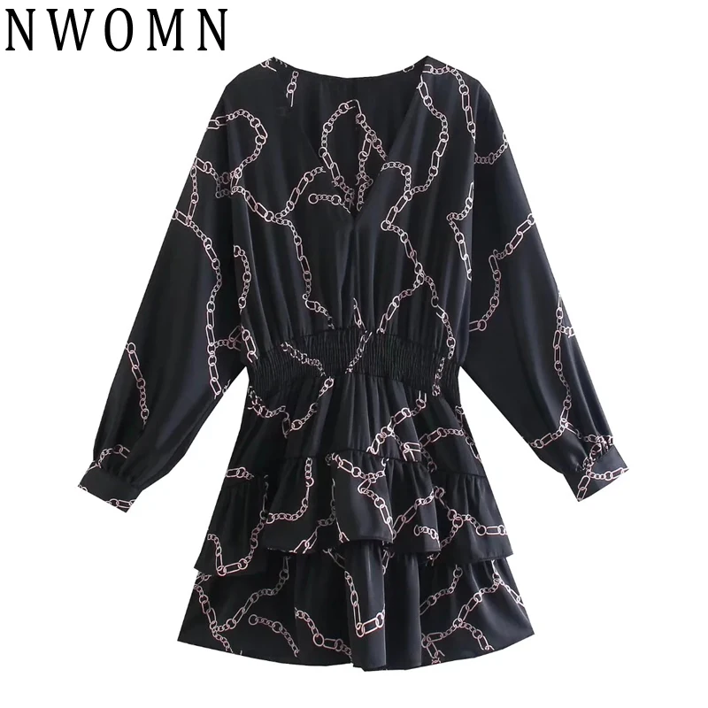NWOMN Za Ruffle Mini Dress Woman Black Chain Print Short Dresses For Women 2021 Long Sleeve Mini Autumn Ruched Party Dresses
NWOMN Za Ruffle Mini Dress Woman Black Chain Print Short Dresses For Women 2021 Long Sleeve Mini Autumn Ruched Party Dresses