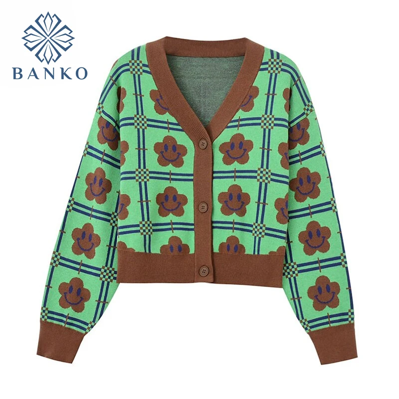 Women Fashion Sweater Cardigan Print Loose Knit Coat 2021 New Autumn Spring Casual Lady Long Sleeve VNeck Green Flower Outerwear
Women Fashion Sweater Cardigan Print Loose Knit Coat 2021 New Autumn Spring Casual Lady Long Sleeve VNeck Green Flower Outerwear