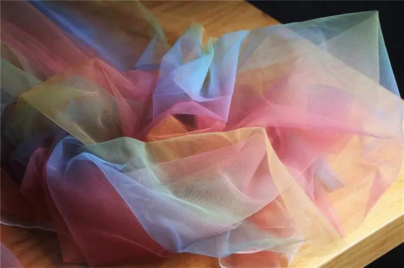 1 yard Dream Rainbow Tulle Fabric With Gradient Colors, Wedding Dress Skirt Wedding Decoration Clothing Mosquito Net Cloth
1 yard Dream Rainbow Tulle Fabric With Gradient Colors, Wedding Dress Skirt Wedding Decoration Clothing Mosquito Net Cloth