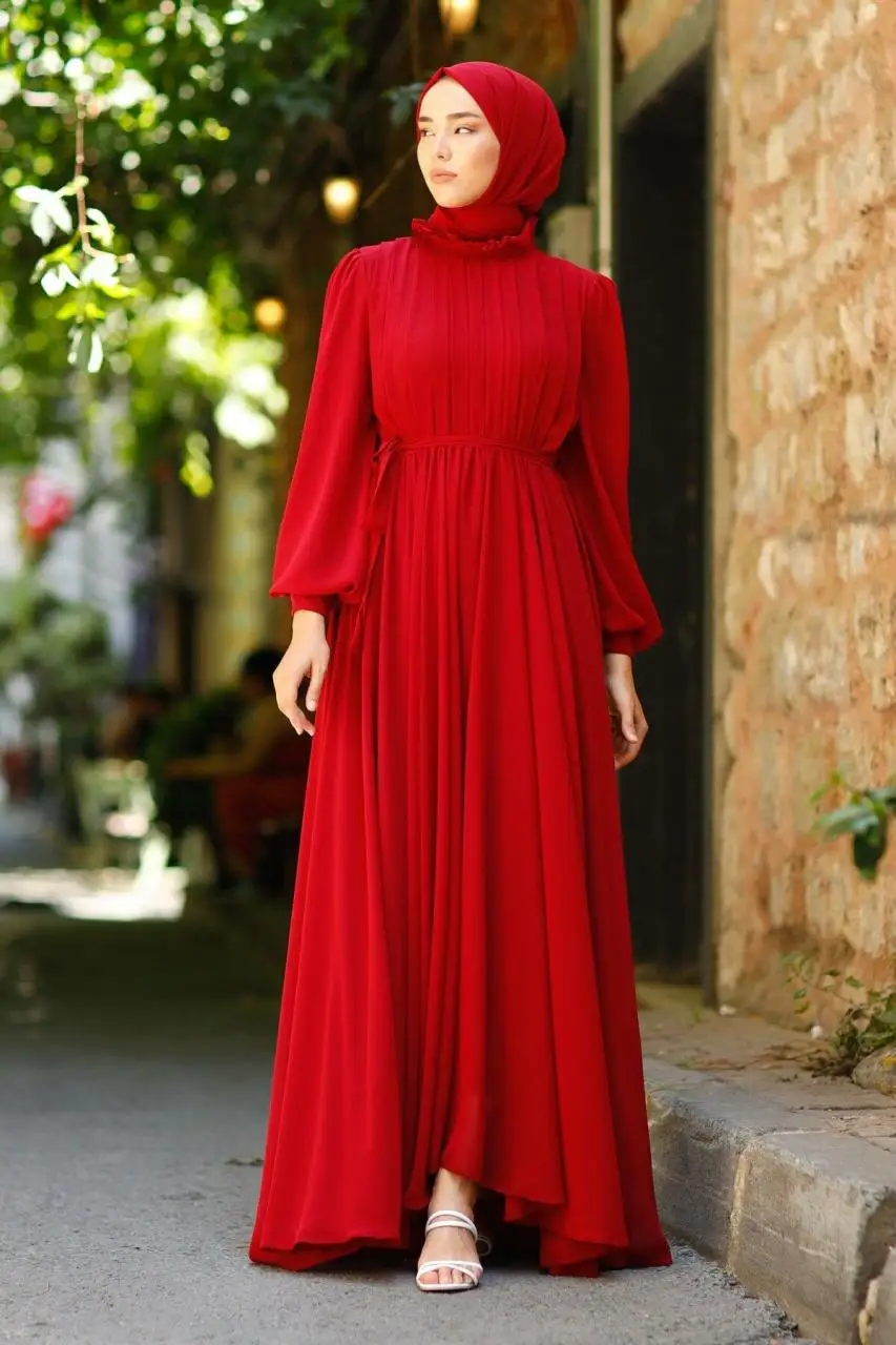 Women's evening dress-Tailed piliseli and belted lined elegant hijab evening dress Muslim fashion Islamic clothing women's clothing
Women's evening dress-Tailed piliseli and belted lined elegant hijab evening dress Muslim fashion Islamic clothing women's clothing