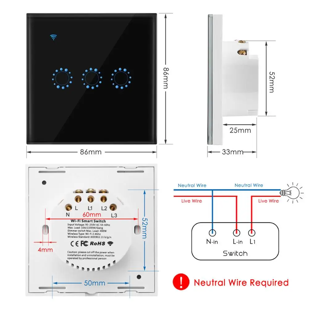 eWeLink Smart Wifi Touch Light Wall Switch Wifi Switch, 220V EU APP / Voice Control, Work with Alexa Google Home for Smart Home
eWeLink Smart Wifi Touch Light Wall Switch Wifi Switch, 220V EU APP / Voice Control, Work with Alexa Google Home for Smart Home