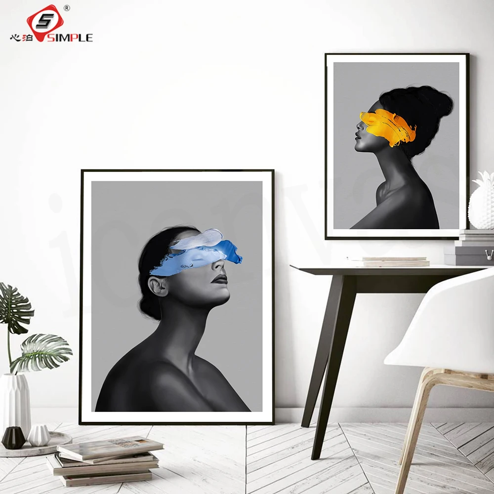 Modern Black Fashion Girl Poster Print Blue Yellow Graffiti Your Eyes Canvas Art Painting Wall Pictures Living Room Home Decor
Modern Black Fashion Girl Poster Print Blue Yellow Graffiti Your Eyes Canvas Art Painting Wall Pictures Living Room Home Decor