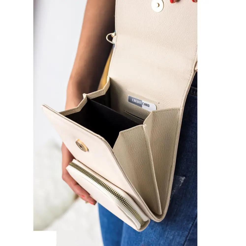 Cream Color Chain Small Fashion Women Lady Crossbody 2 Compartments Wallet Bag and Magnetic Quality Cover For Password and Cards
Cream Color Chain Small Fashion Women Lady Crossbody 2 Compartments Wallet Bag and Magnetic Quality Cover For Password and Cards